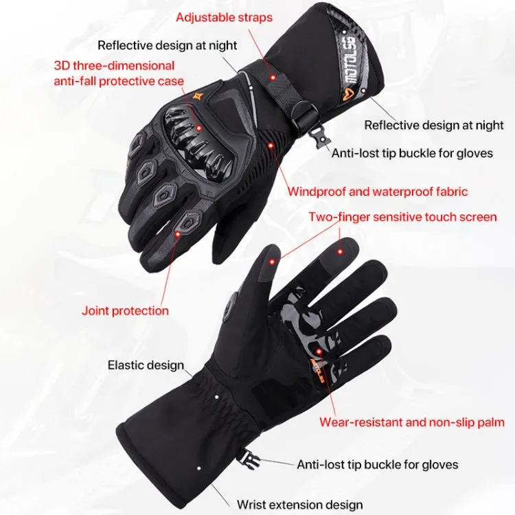 1-Pair MOTOLSG Motorcycle Riding Waterproof Winter Warm Gloves, Size:L(Black)