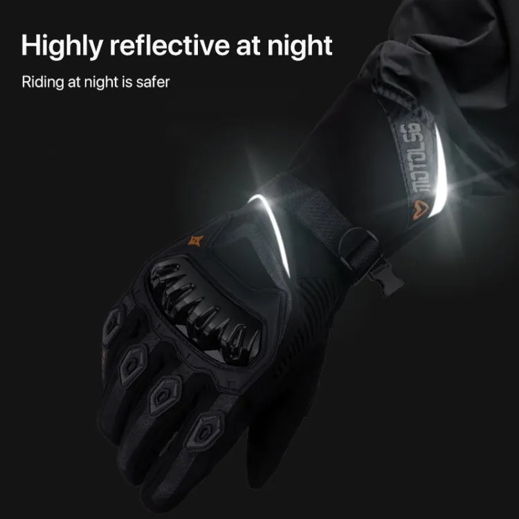 1-Pair MOTOLSG Motorcycle Riding Waterproof Winter Warm Gloves, Size:L(Black)