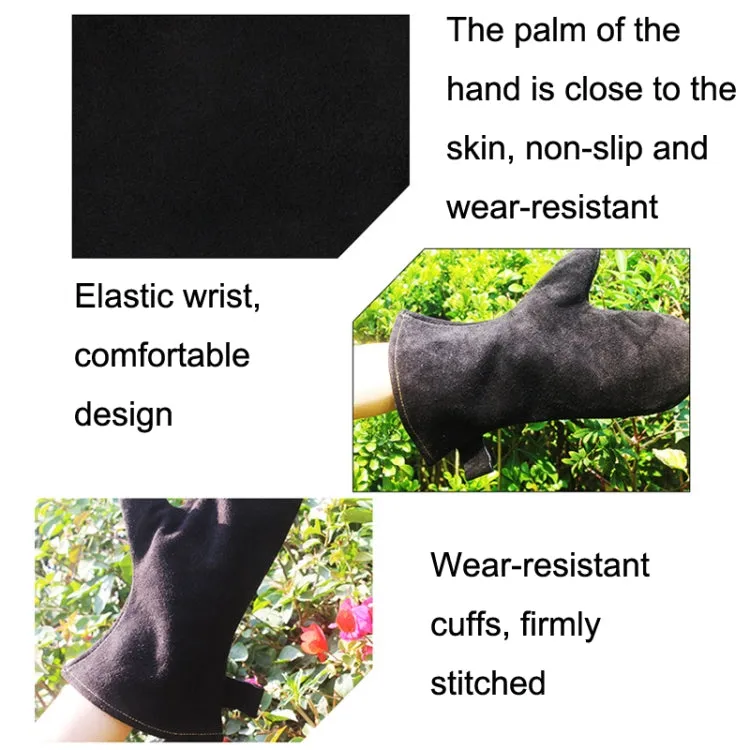 1 Pair Outdoor BBQ Genuine Leather Heat Insulation Gloves(Free Size)