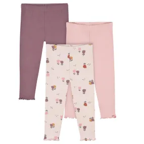 3-Pack Infant & Toddler Girls Burgundy Floral Leggings