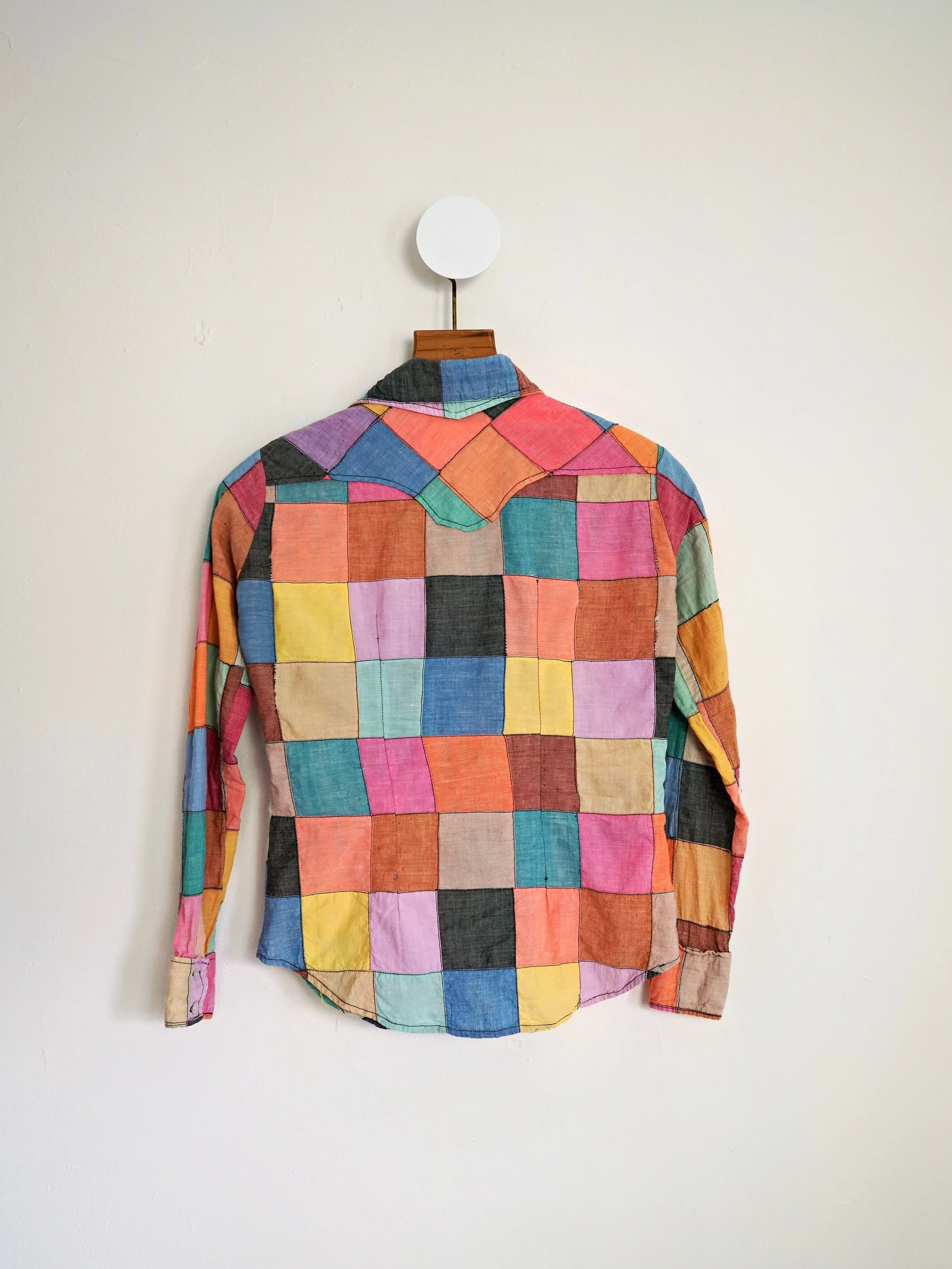 70's Madras Pastel Patchwork Shirt