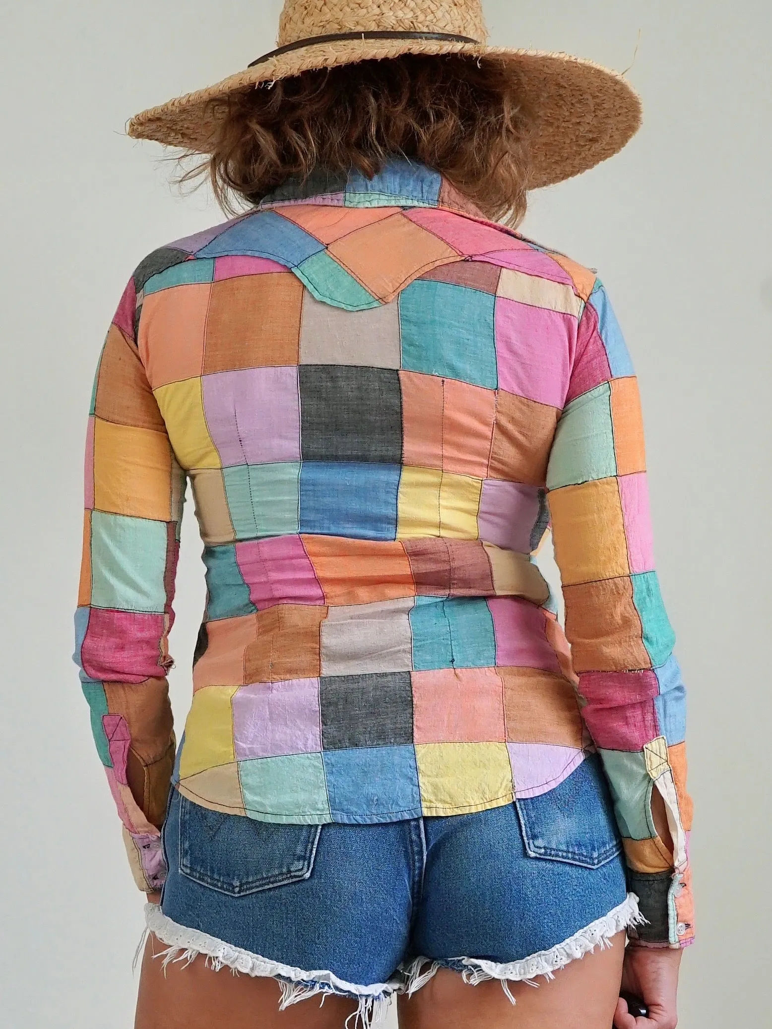 70's Madras Pastel Patchwork Shirt