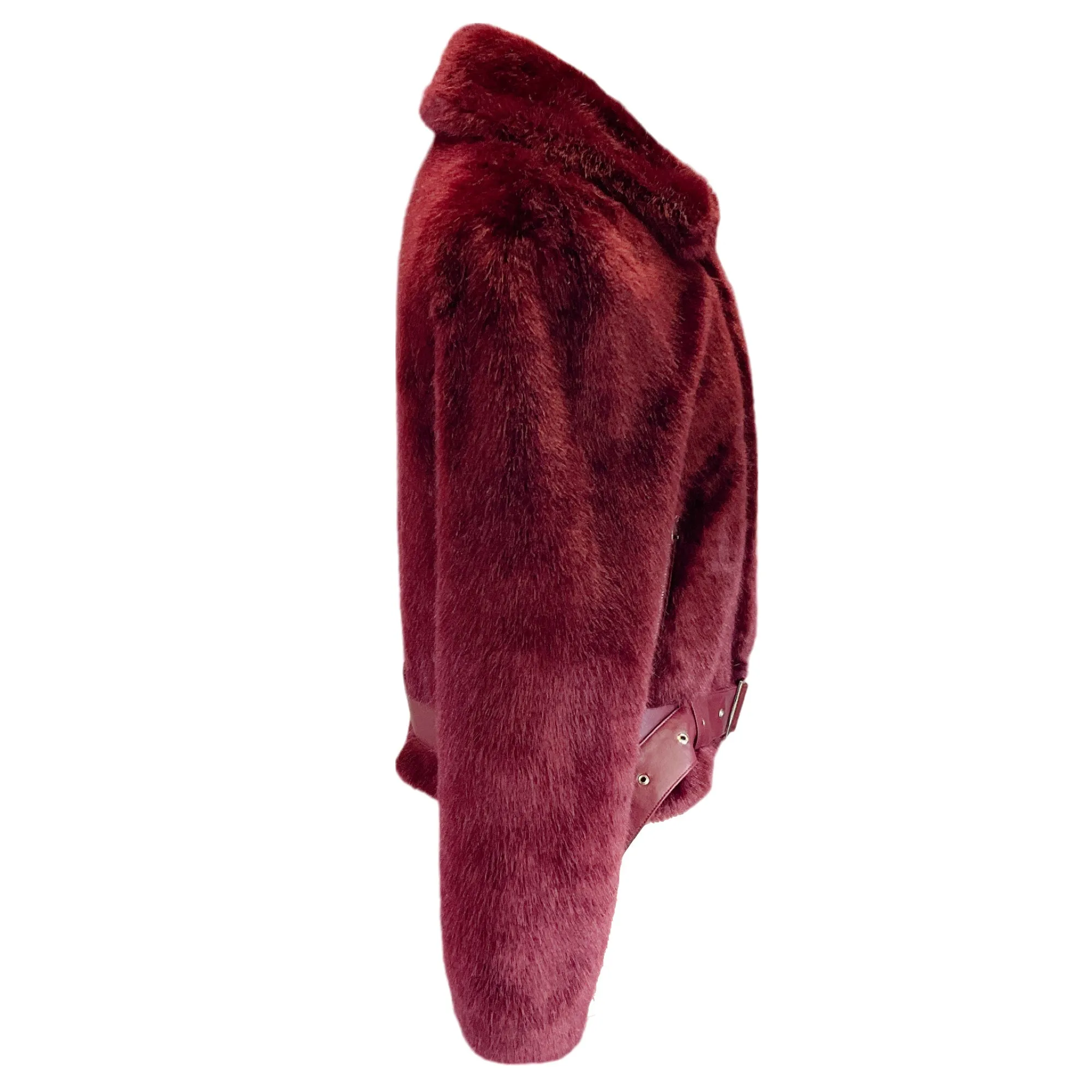 Alexis Burgundy Faux Fur Jacket