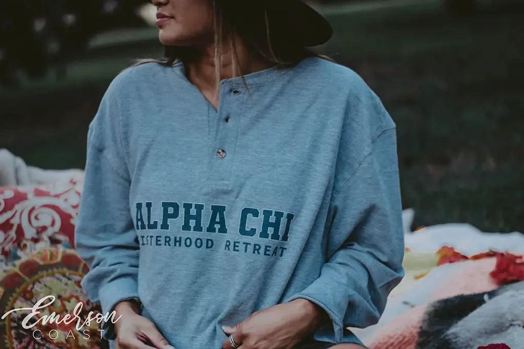 Alpha Chi Omega Sisterhood Retreat Thermal Henley