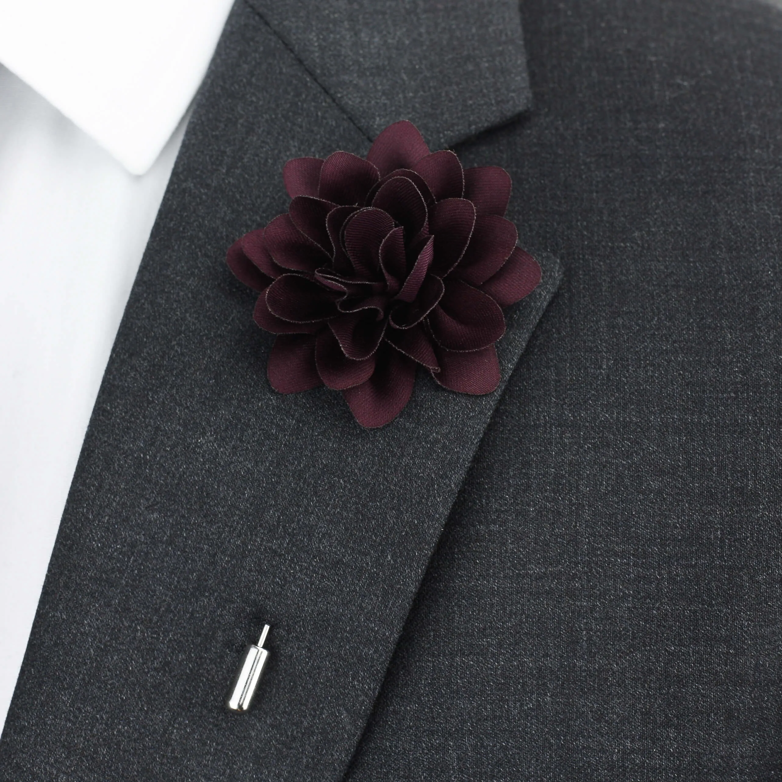 Amour Flower Lapel Pin, Burgundy