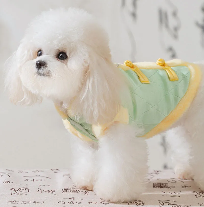 Autumn and winter dog New Year Chinese Tang suit button vest cotton coat medium and large dog Teddy pet clothes