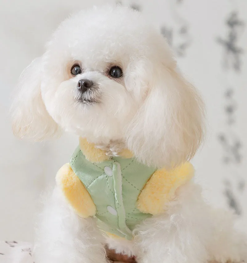 Autumn and winter dog New Year Chinese Tang suit button vest cotton coat medium and large dog Teddy pet clothes