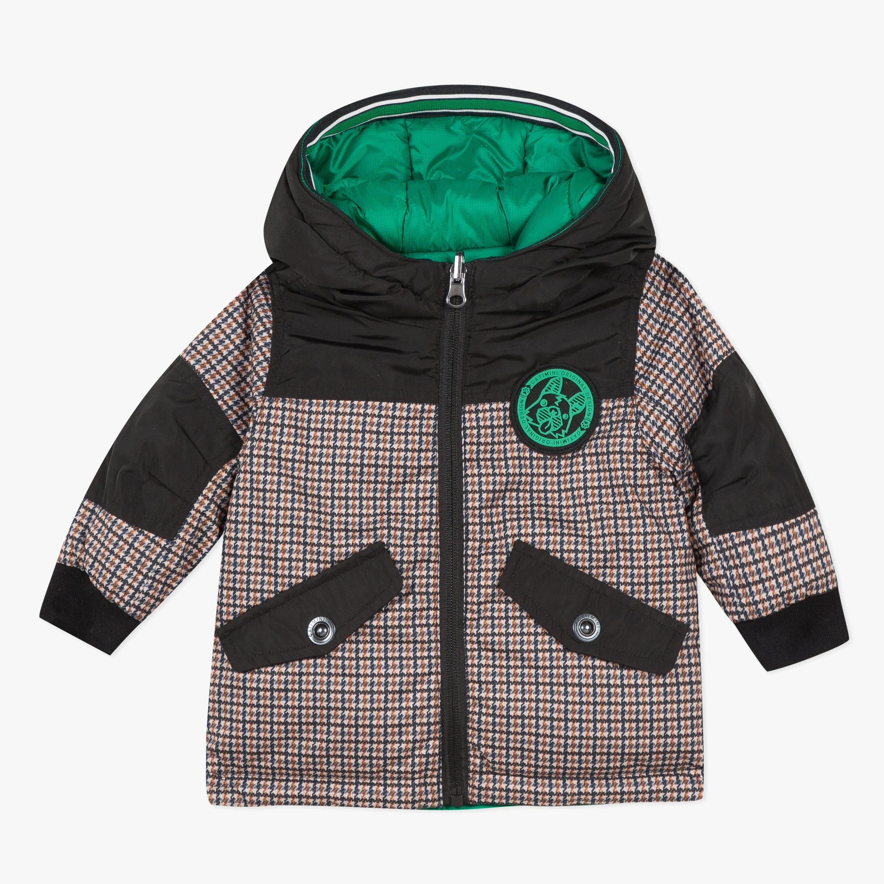 Baby boy reversible moss green parka