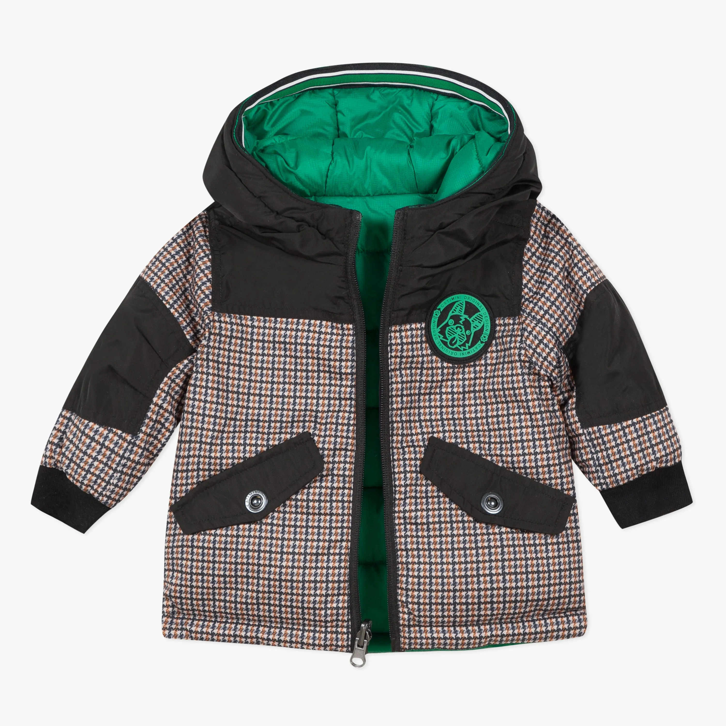 Baby boy reversible moss green parka