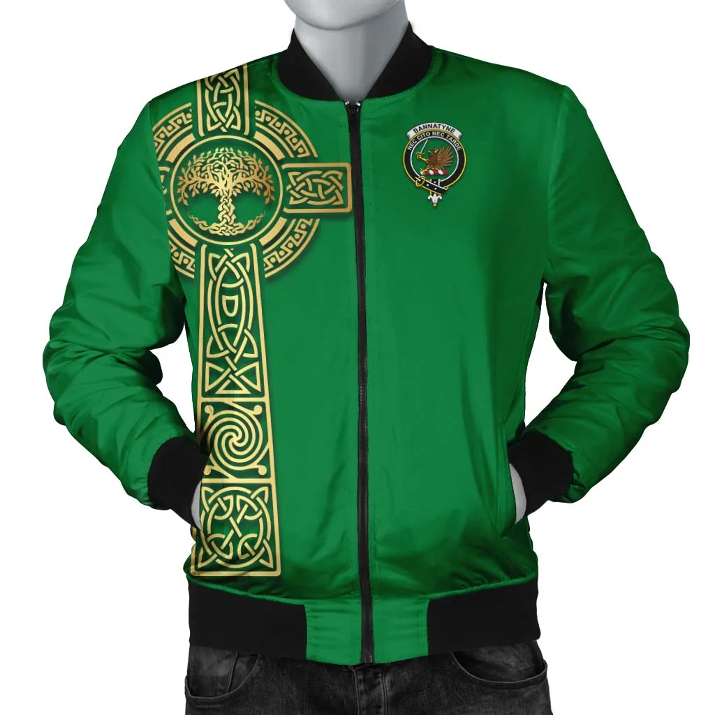 Bannatyne Clan Bomber Jacket with Golden Celtic Tree Of Life