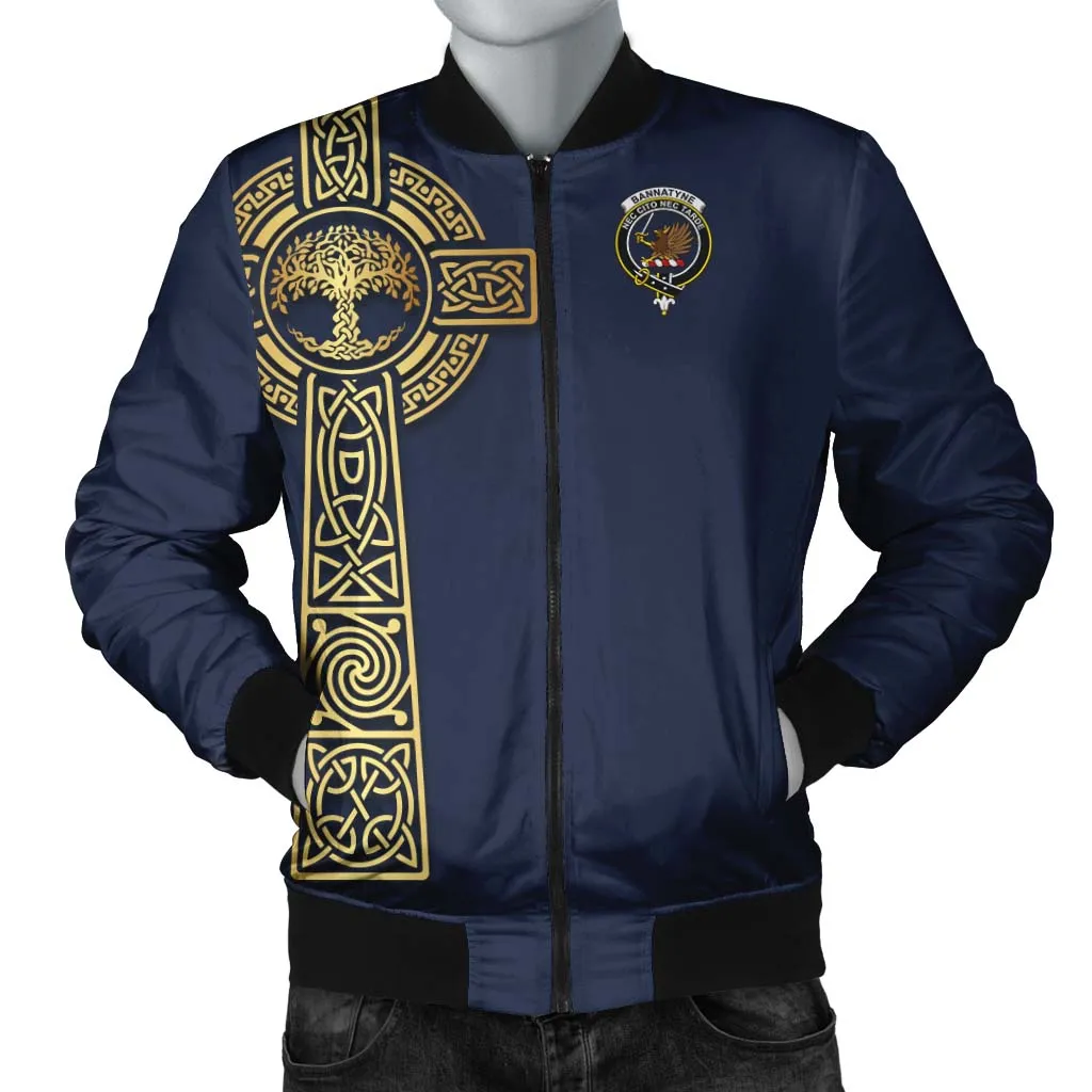 Bannatyne Clan Bomber Jacket with Golden Celtic Tree Of Life