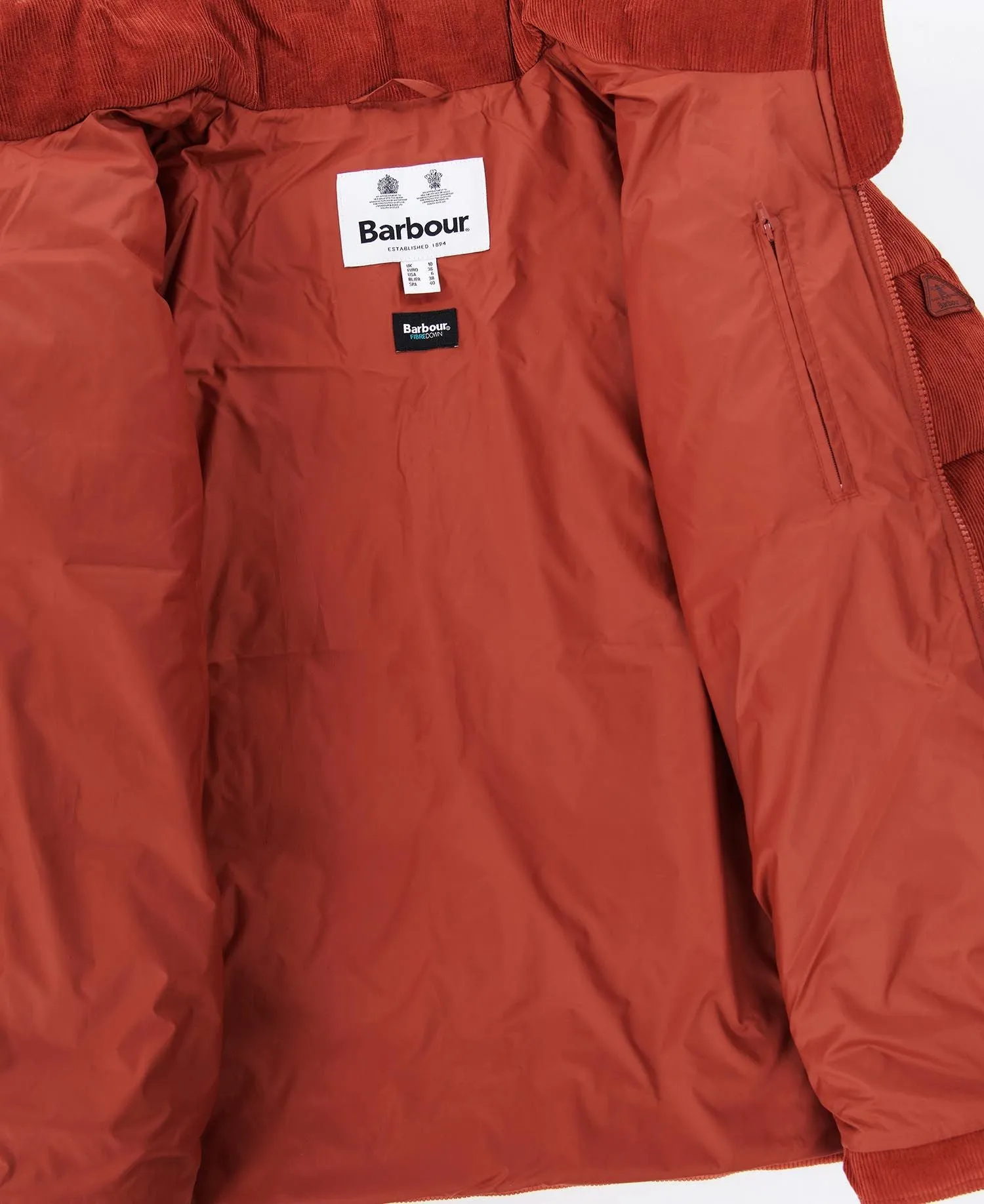 BARBOUR AUBREY CORD QUILT IN ORANGE LQU1536