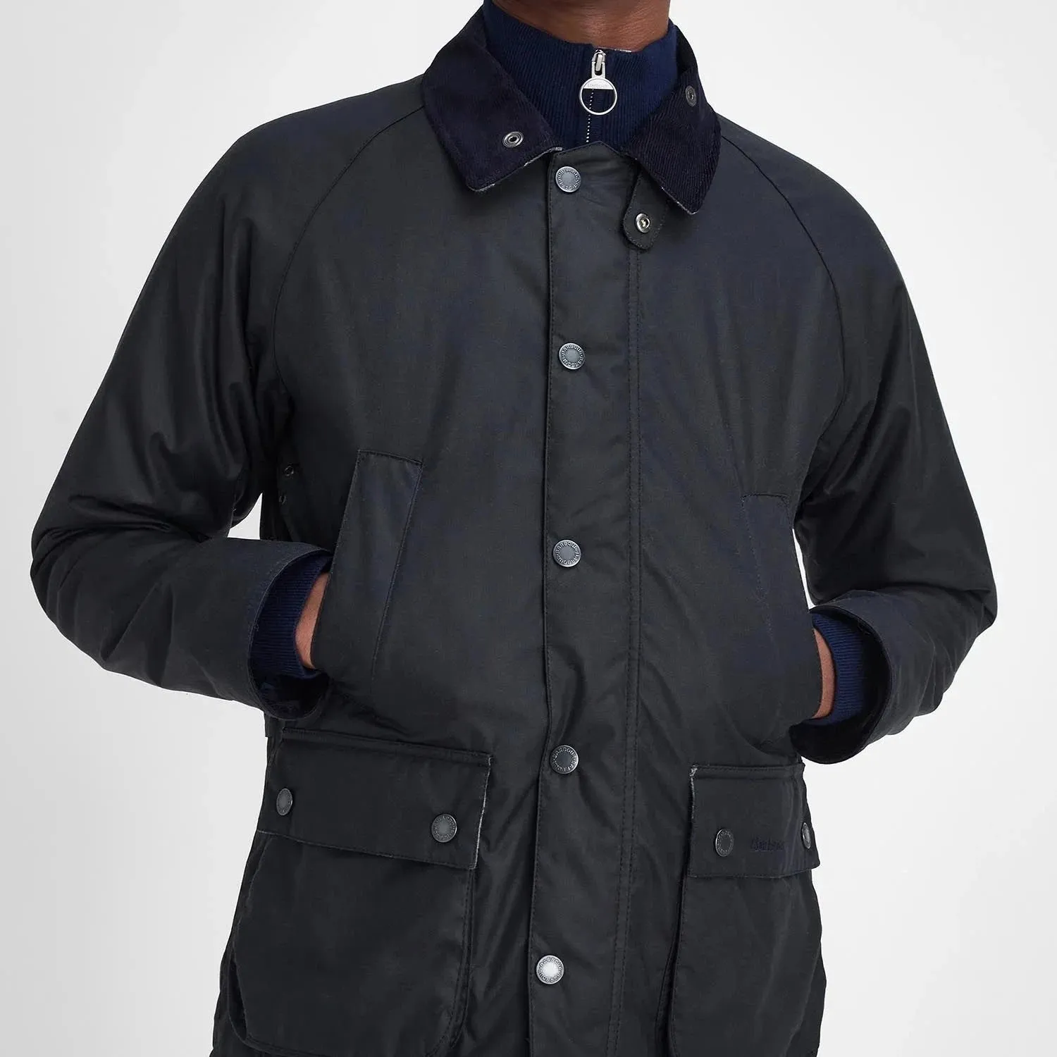 Barbour Men's Ambleside Wax Jacket in Navy/Blue Granite Tartan