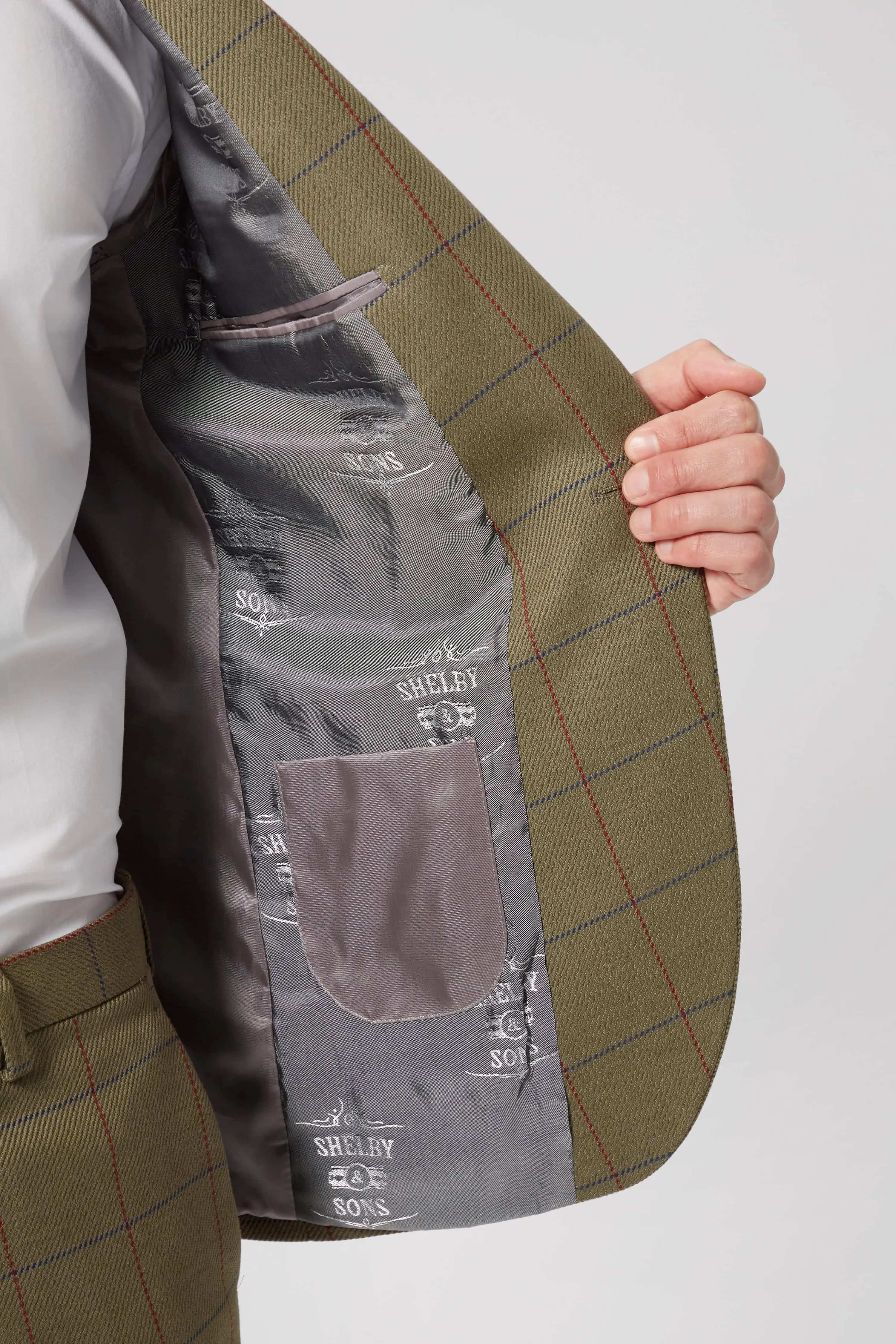 Beadon Slim Fit Khaki Check Tweed Suit - ARCHIVE