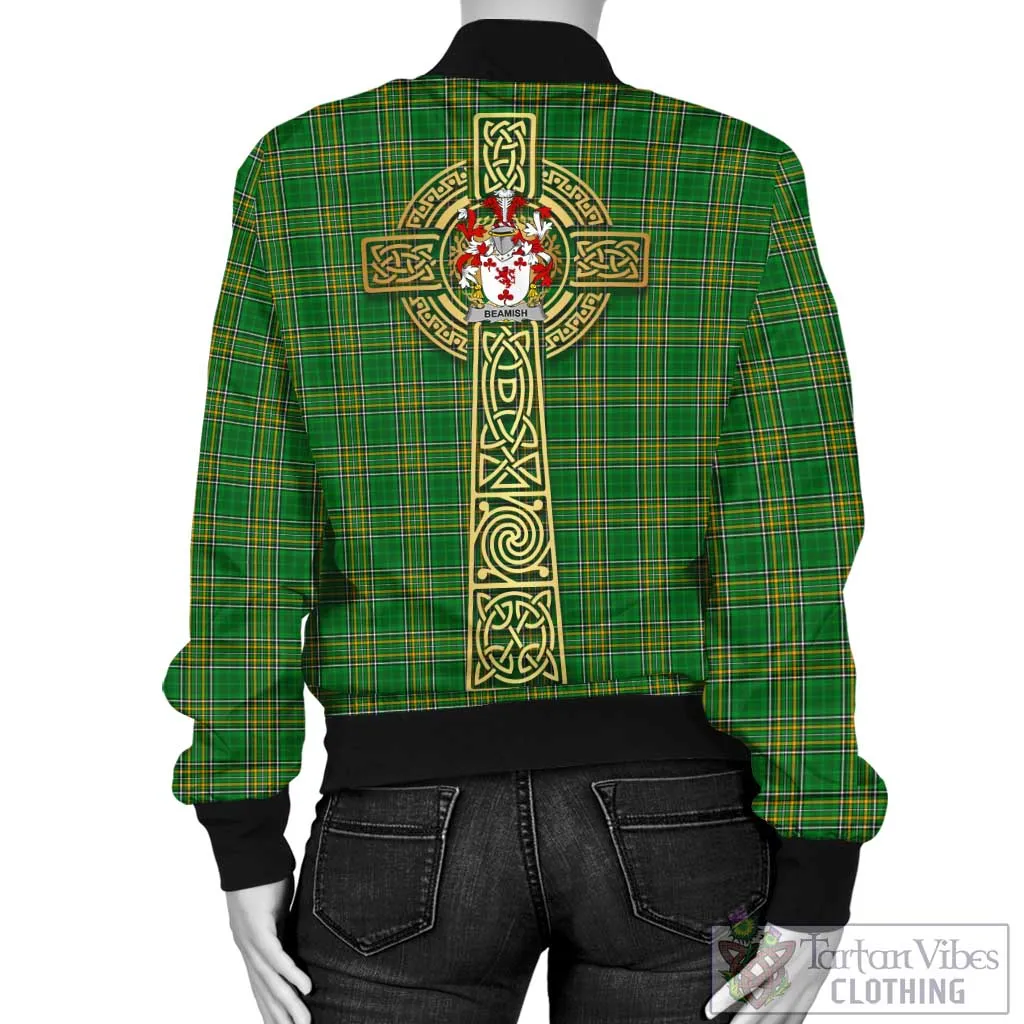 Beamish Irish Clan Tartan Bomber Jacket with Coat of Arms Celtic Tree of Life Style