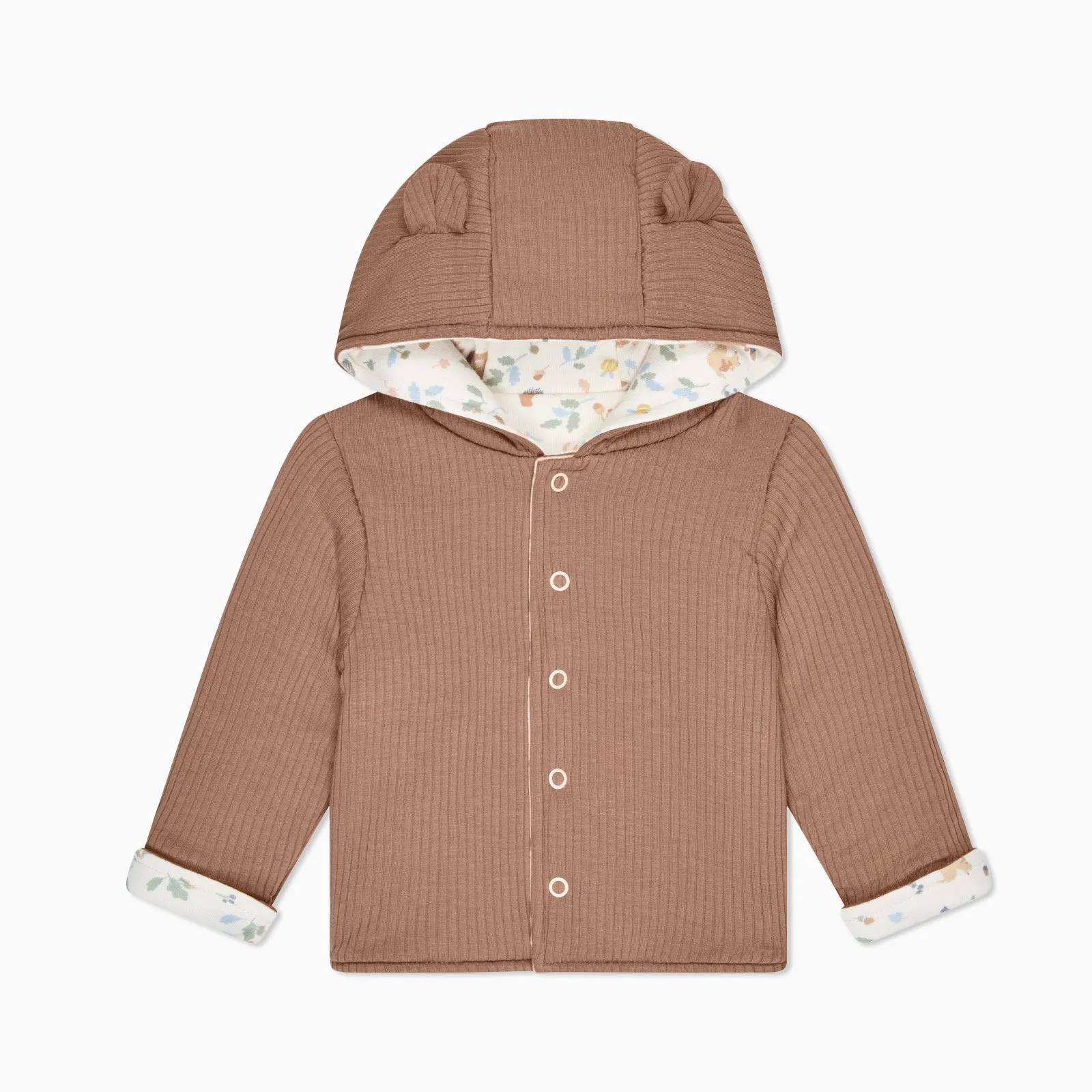 Bear Print Reversible Hooded Jacket