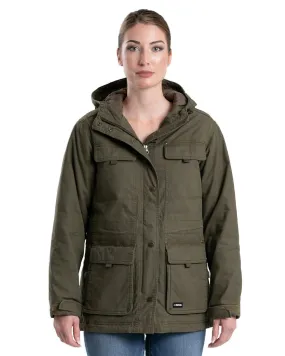 Berne Womens Softstone Washed Duck Utility Cedar Green 100% Cotton Coat