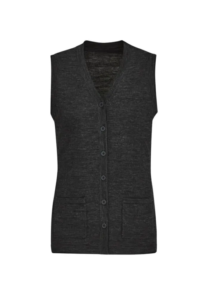 Biz Care CK961LV Womens Button Front Knit Vest