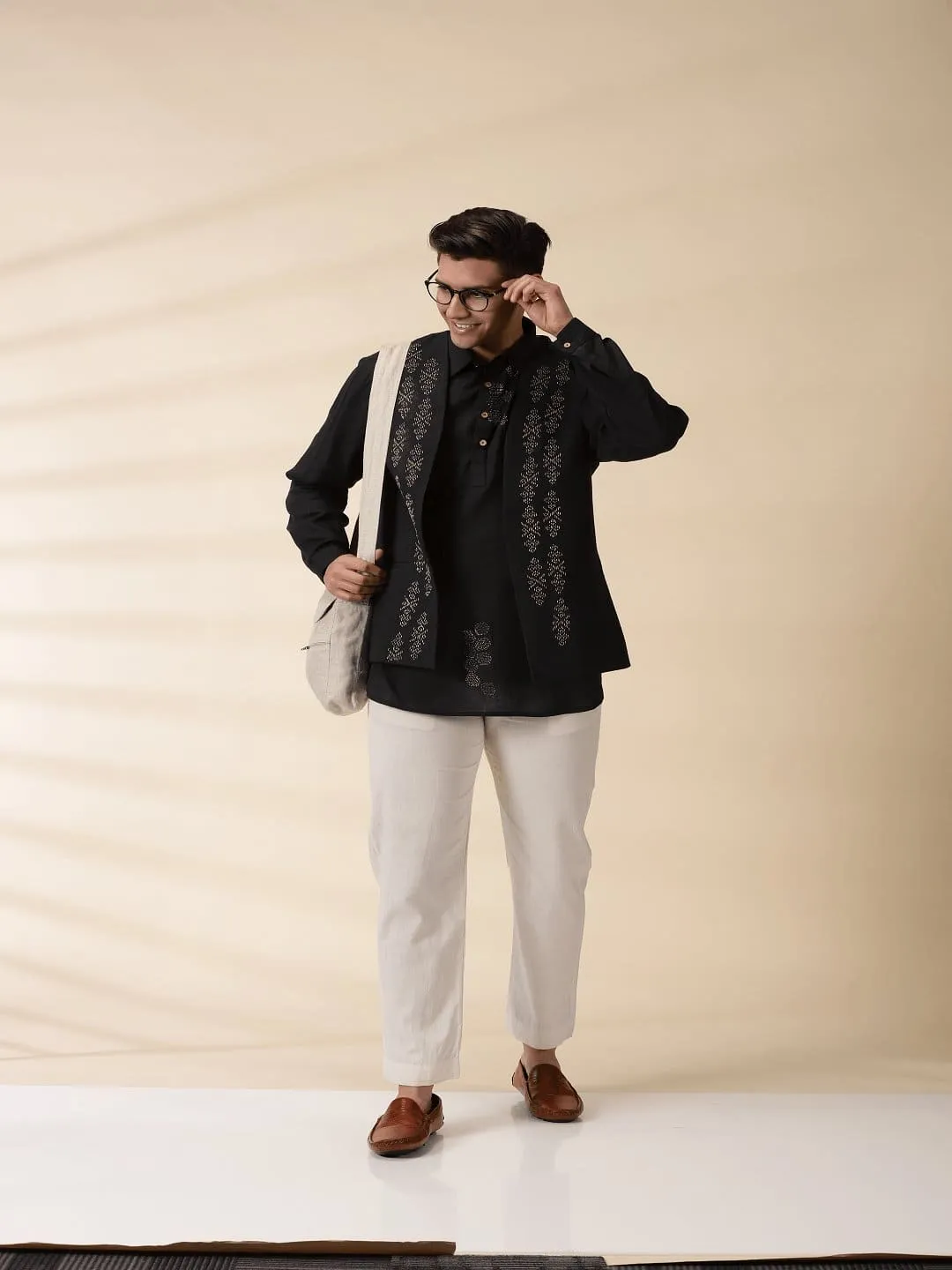 Black Khadi Men Jacket