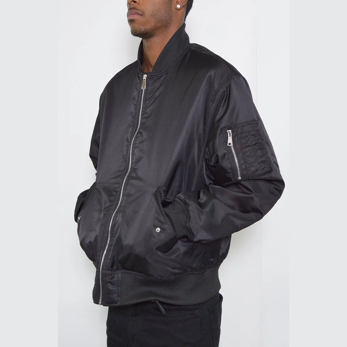 Black Padded Bomber Jacket