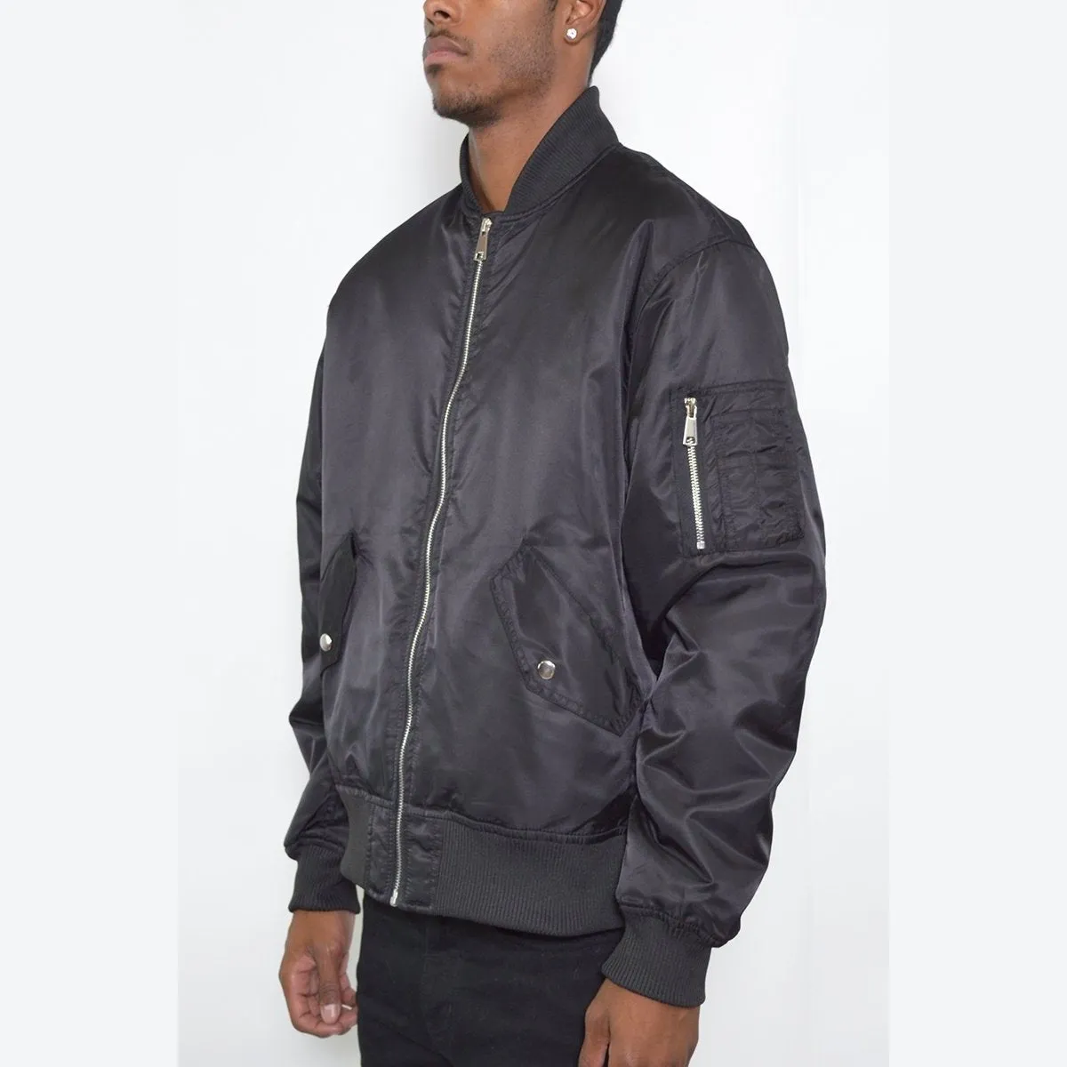 Black Padded Bomber Jacket