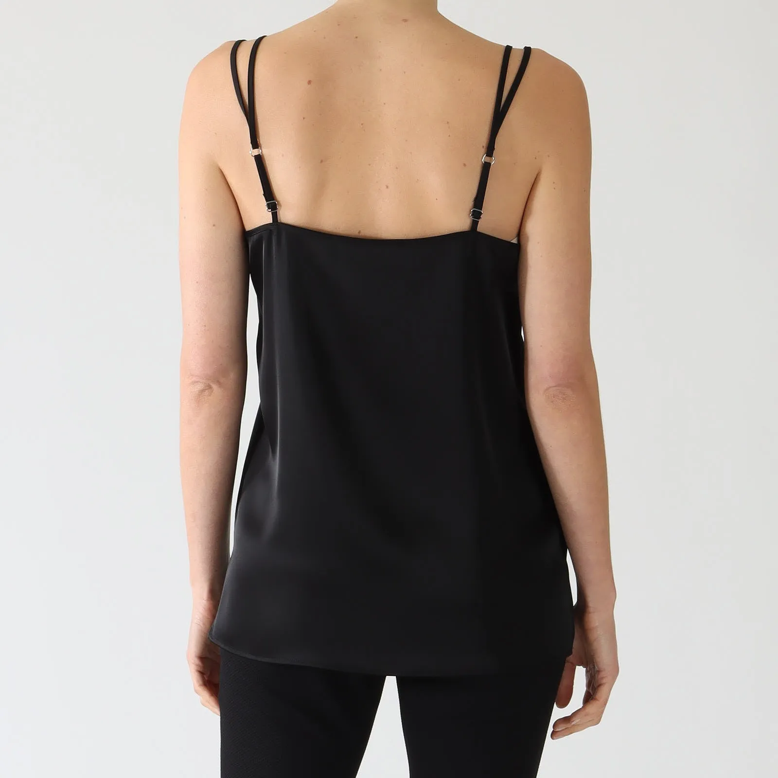 Black Satin Double Strap Camisole