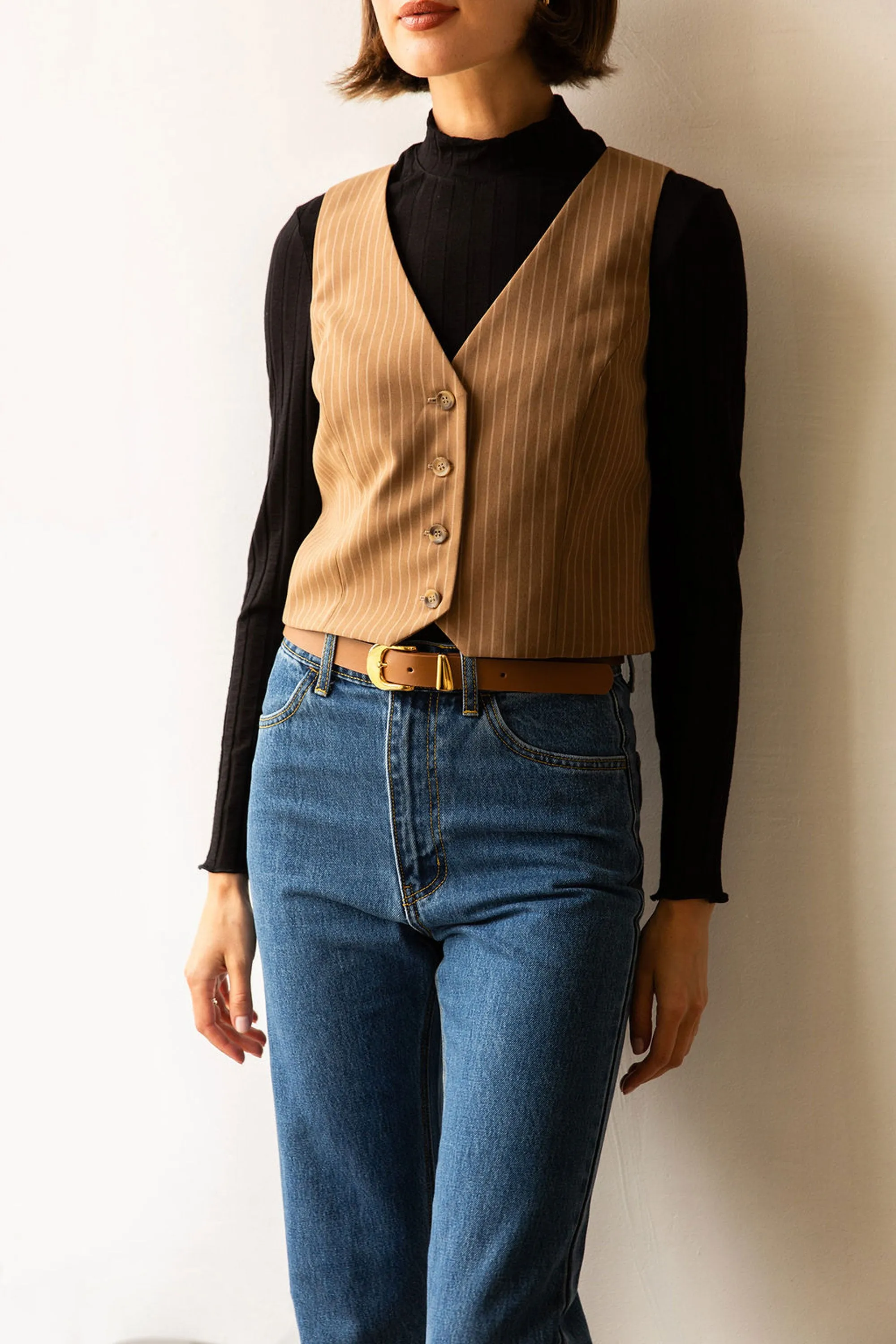 Bowie Vest in Tan Stripe