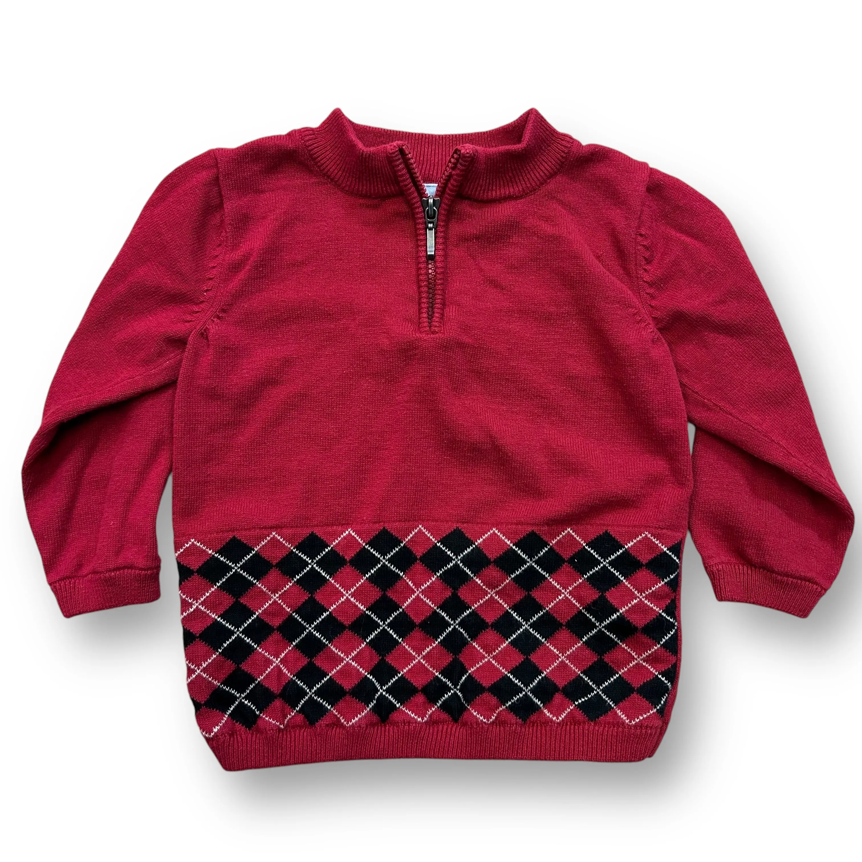 Boys Cuddle Bear Size 12 Months Dark Red Quarter Zip Knit Pullover