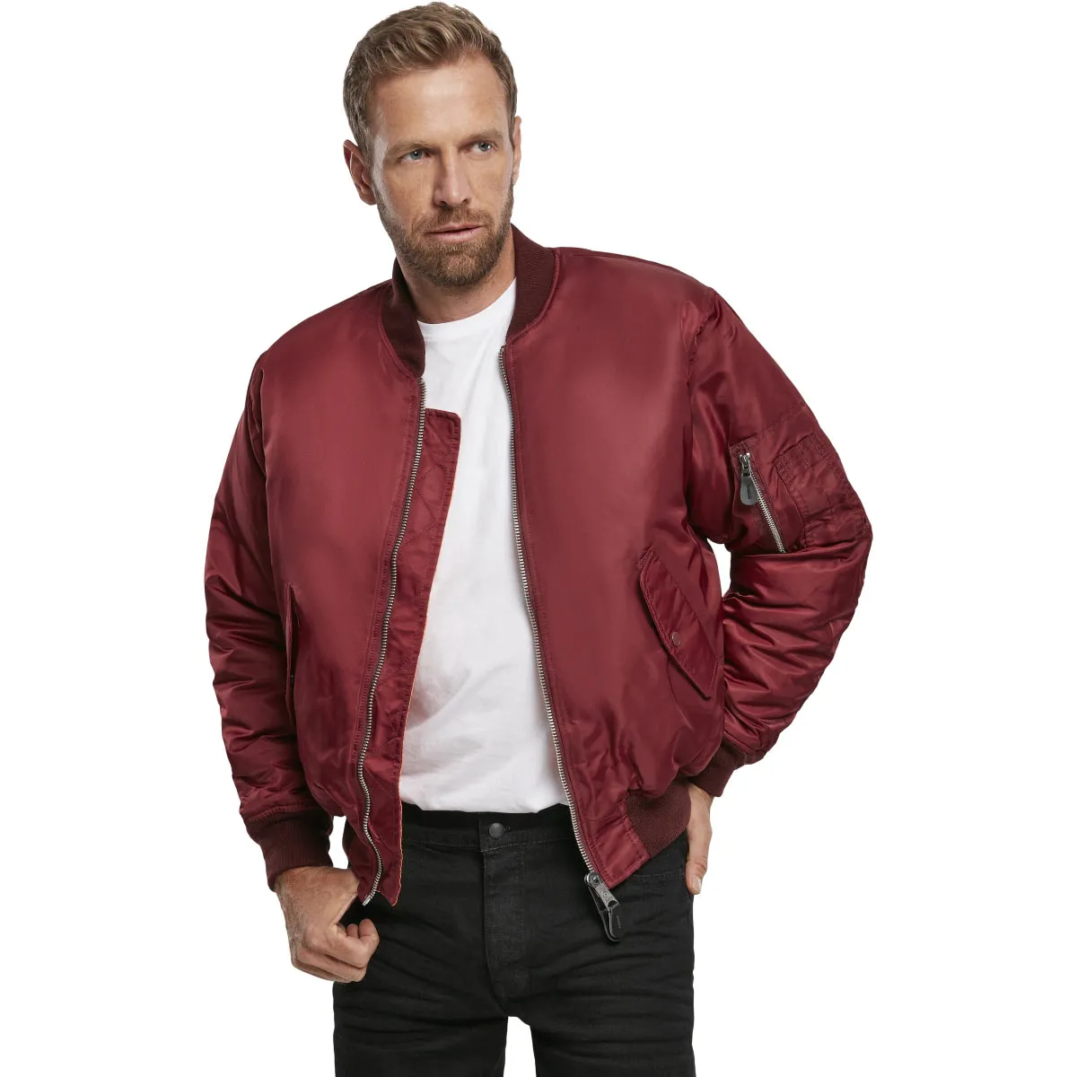 Brandit MA1 Bomber Flight Jacket Burgundy