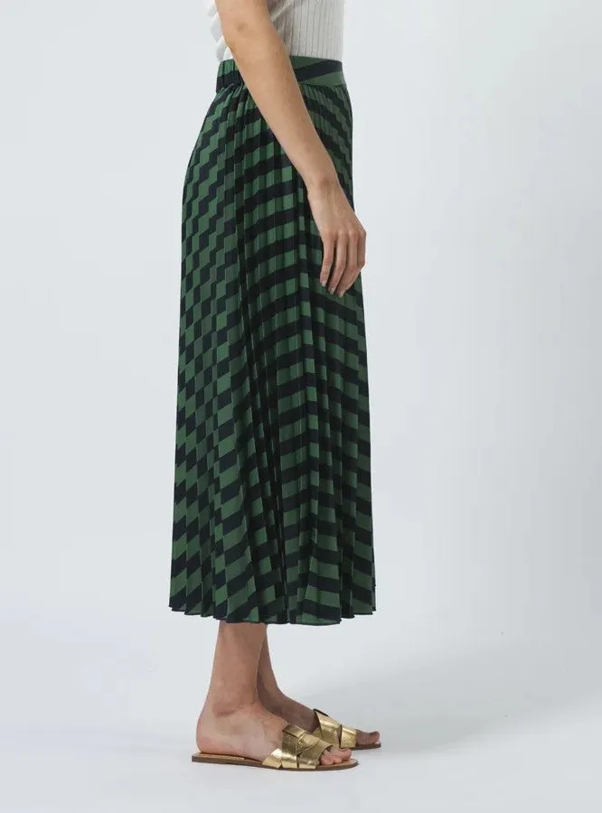 Brigette Skirt - Navy & Green Stripe