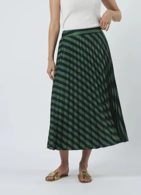 Brigette Skirt - Navy & Green Stripe