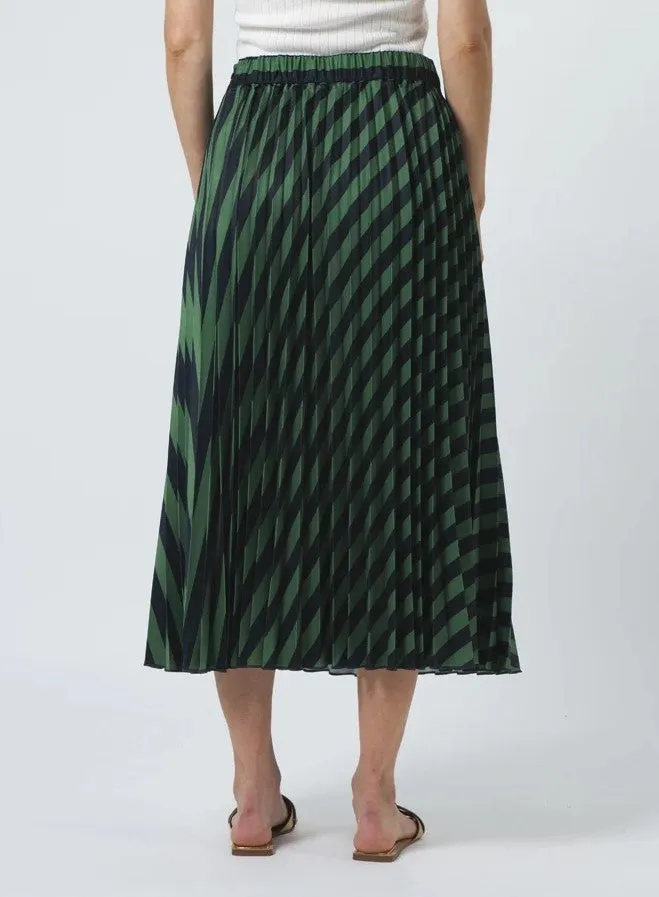 Brigette Skirt - Navy & Green Stripe