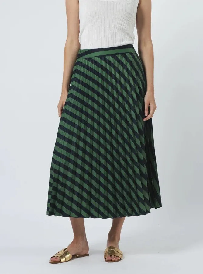 Brigette Skirt - Navy & Green Stripe