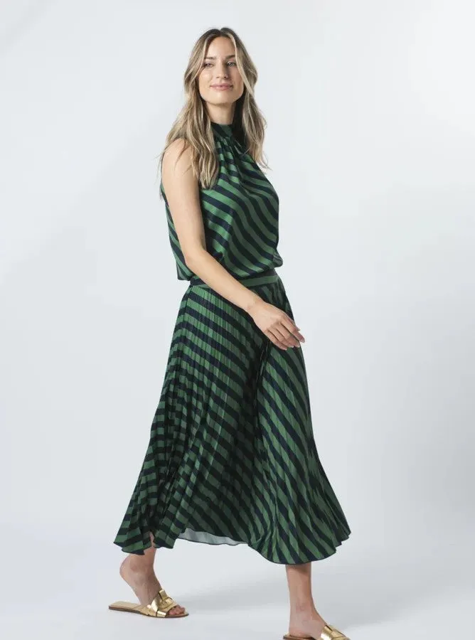 Brigette Skirt - Navy & Green Stripe