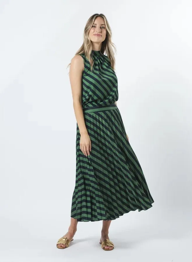 Brigette Skirt - Navy & Green Stripe