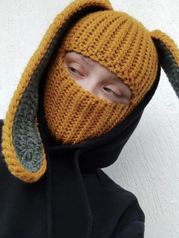 Bunny Crochet Knit Balaclava