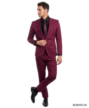 Burgundy 2 PC Solid Suit - Slim Fit