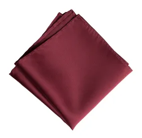 Burgundy Pocket Square. Solid Color Dark Red Satin Finish, No Print