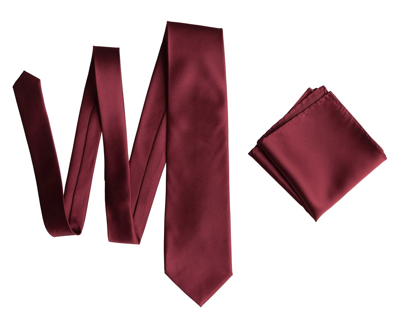 Burgundy Pocket Square. Solid Color Dark Red Satin Finish, No Print