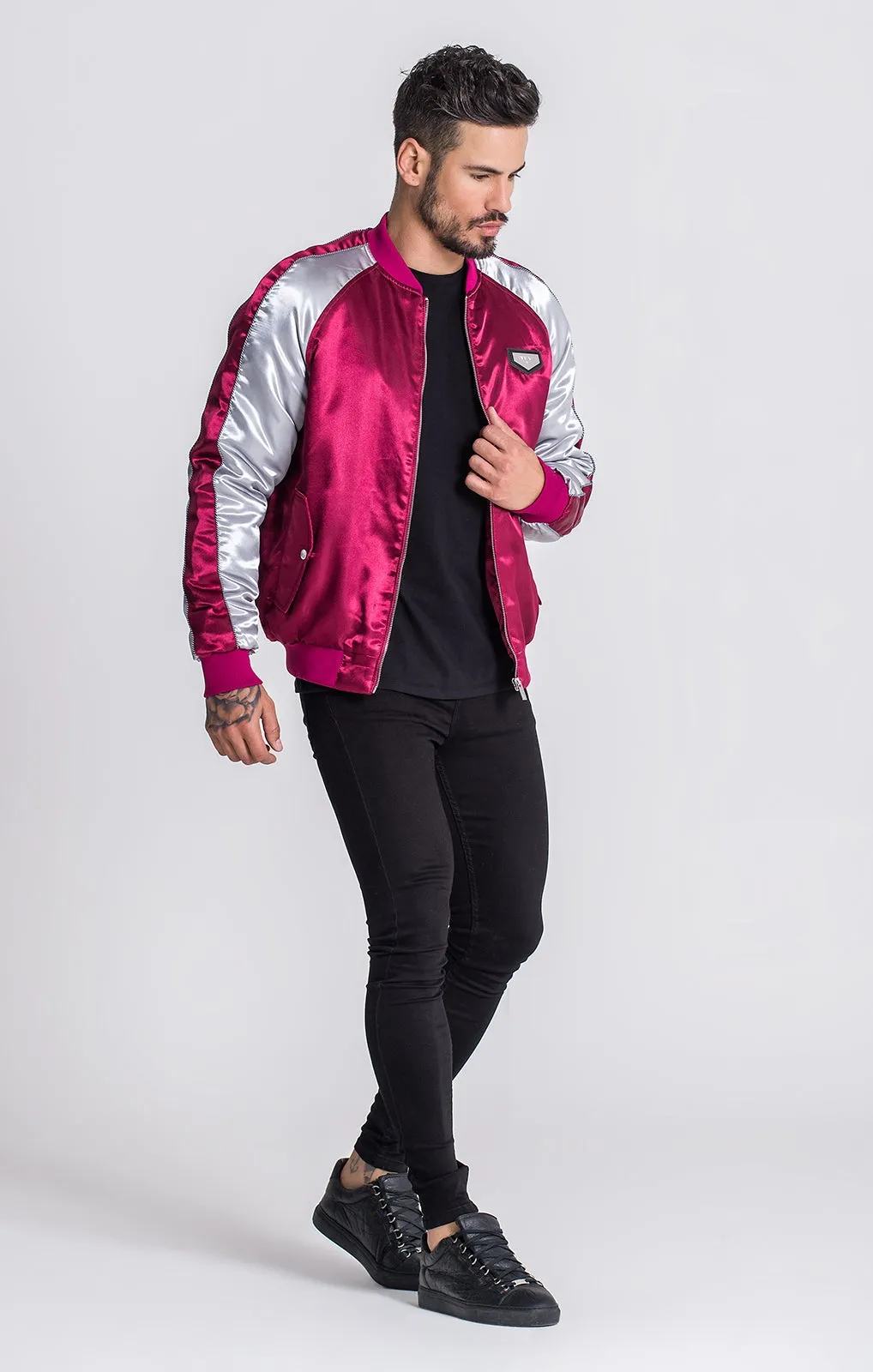 Burgundy Reverse Bomber Jacket