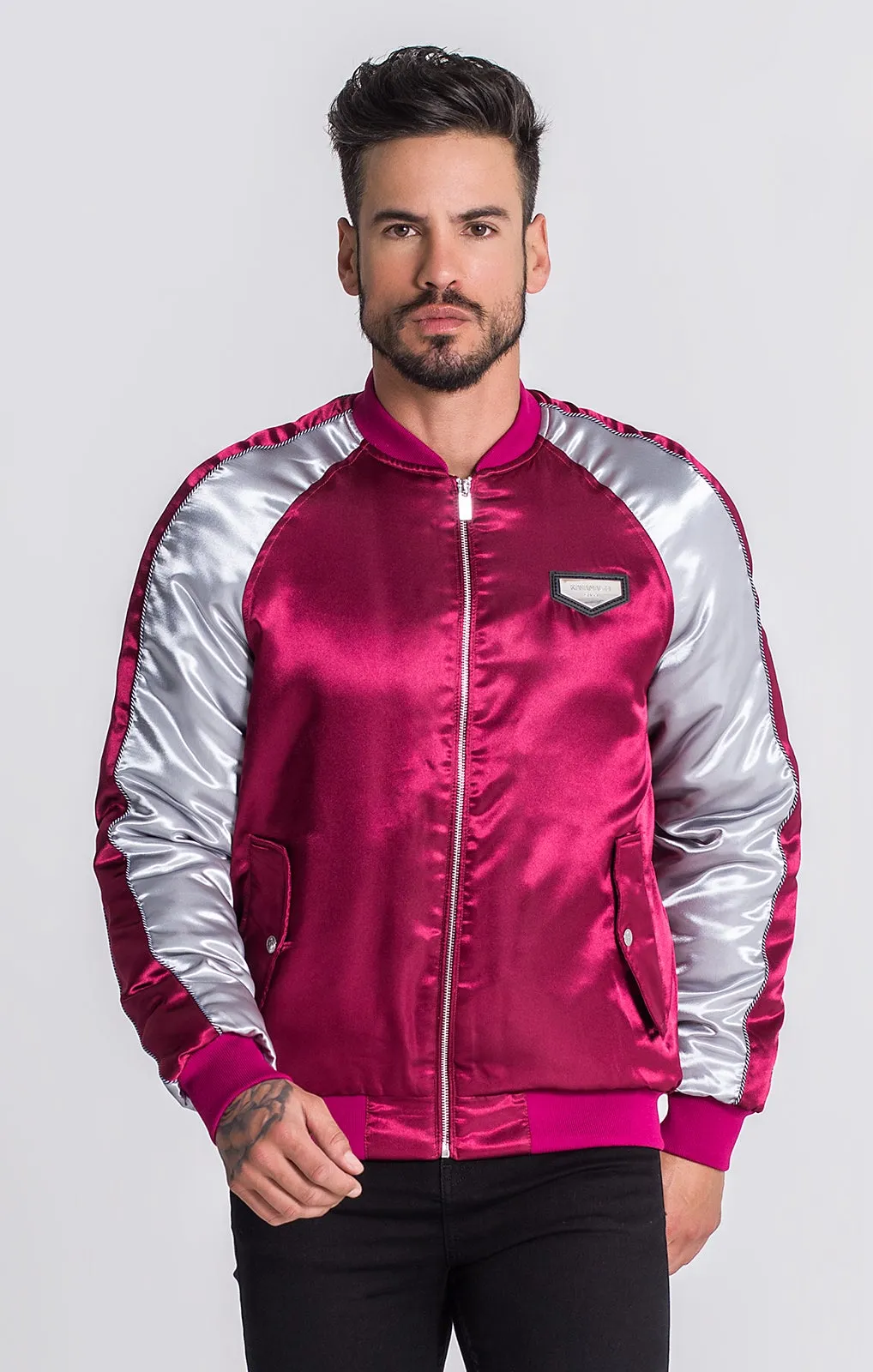 Burgundy Reverse Bomber Jacket