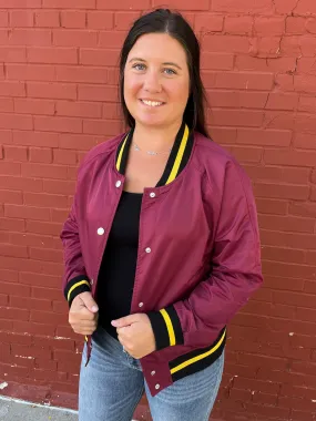 Burgundy Varsity Bomber Jacket