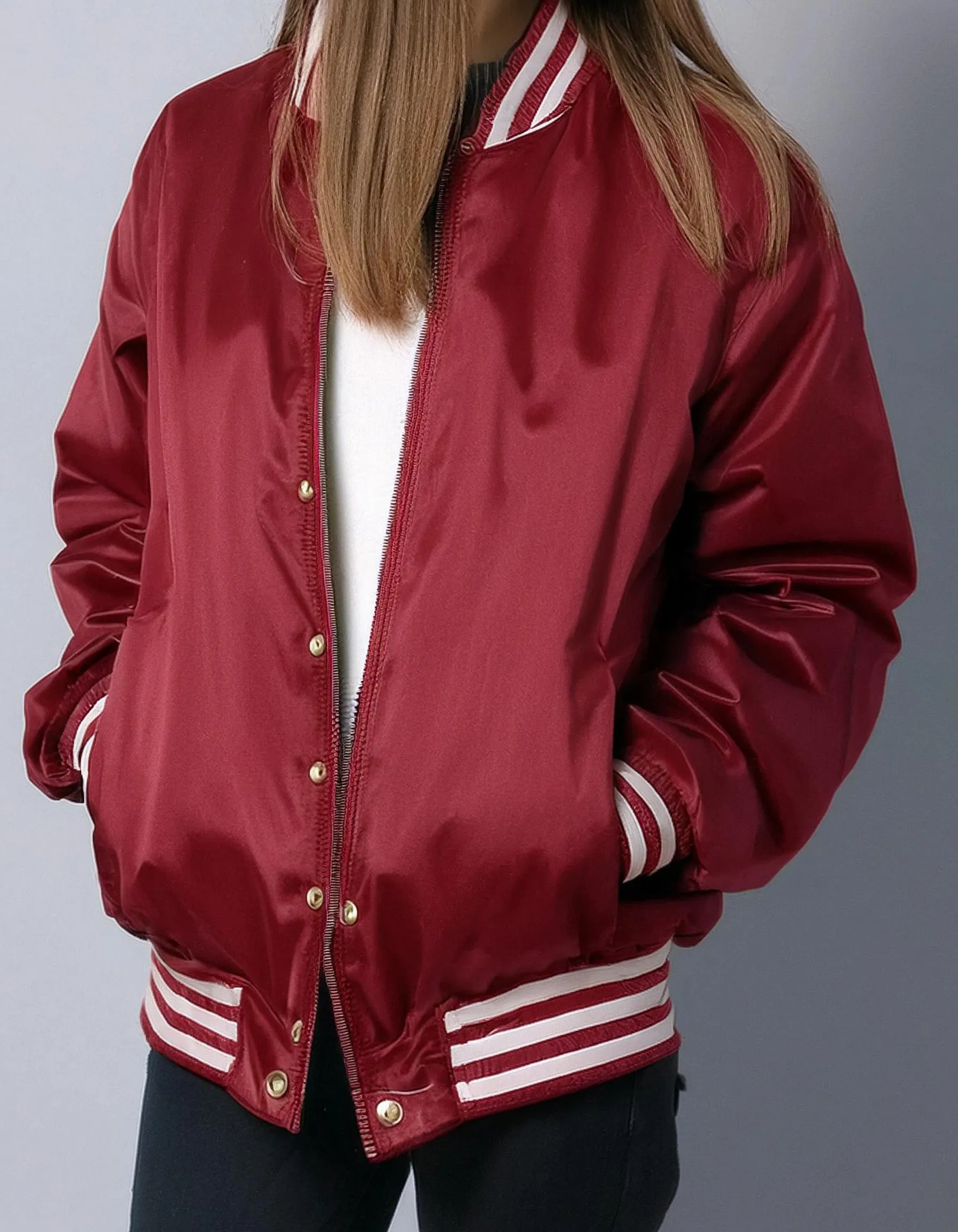 Burgundy Varsity Bomber Jacket