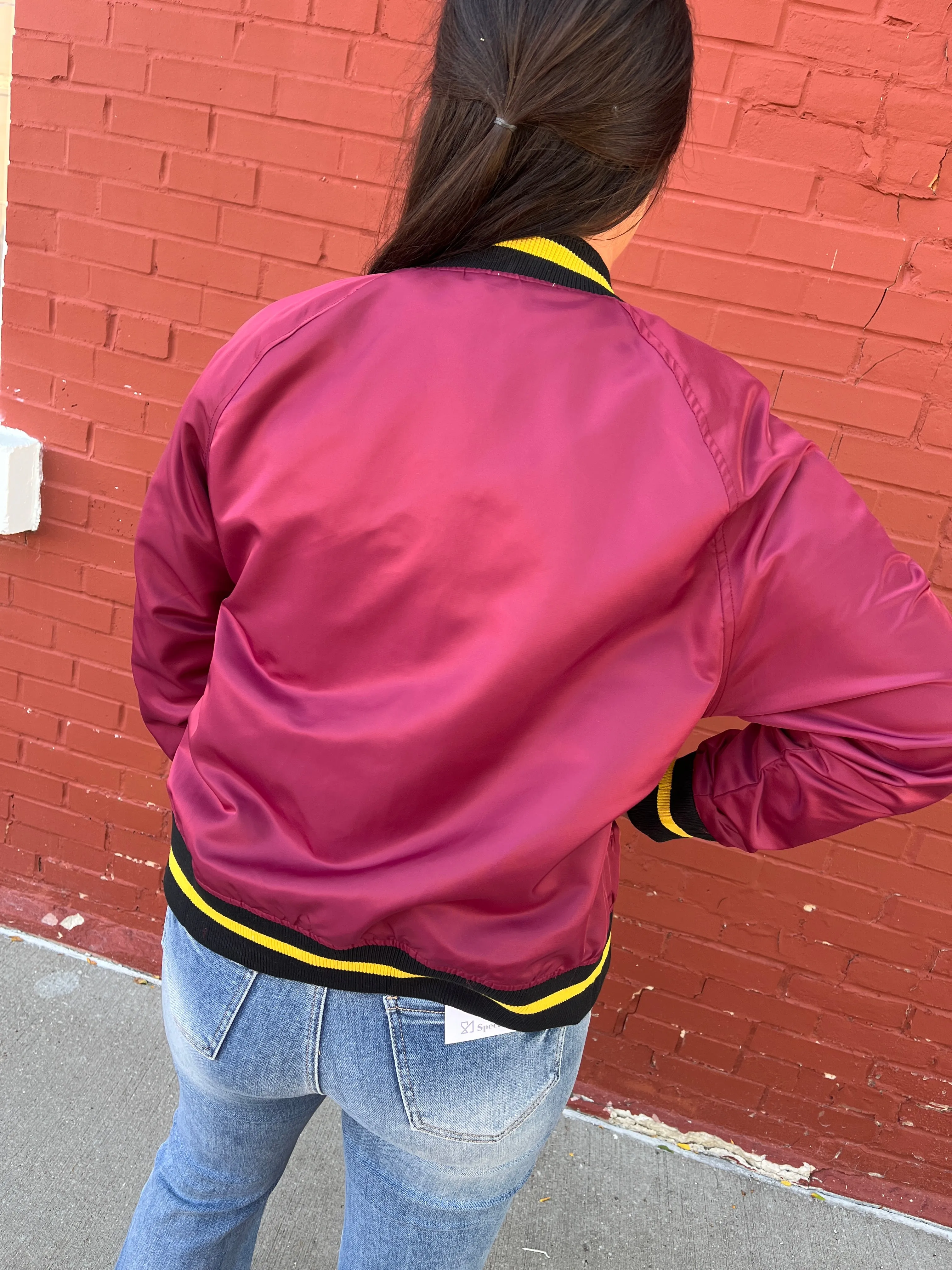 Burgundy Varsity Bomber Jacket