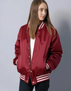 Burgundy Varsity Bomber Jacket