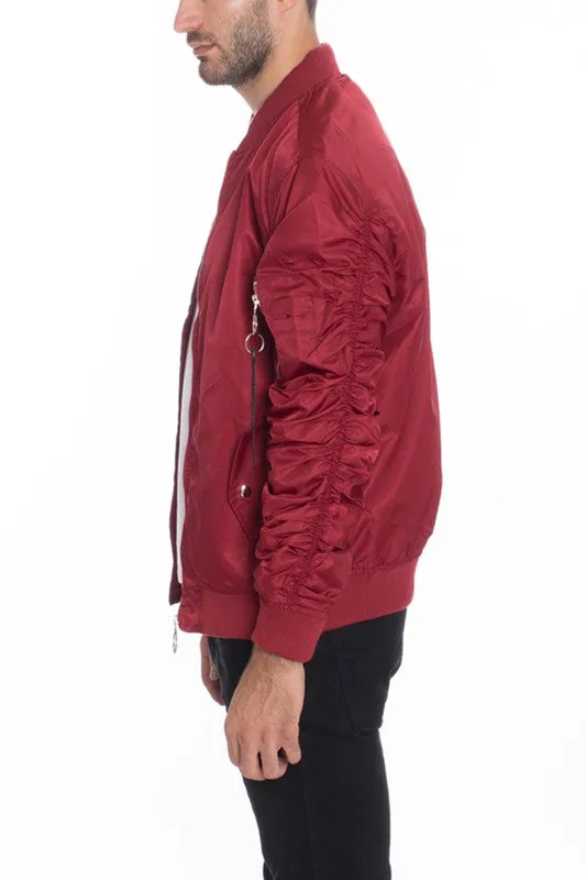 Burgundy Weiv Men's Casual MA-1 Flight Lined Bomber Jacket