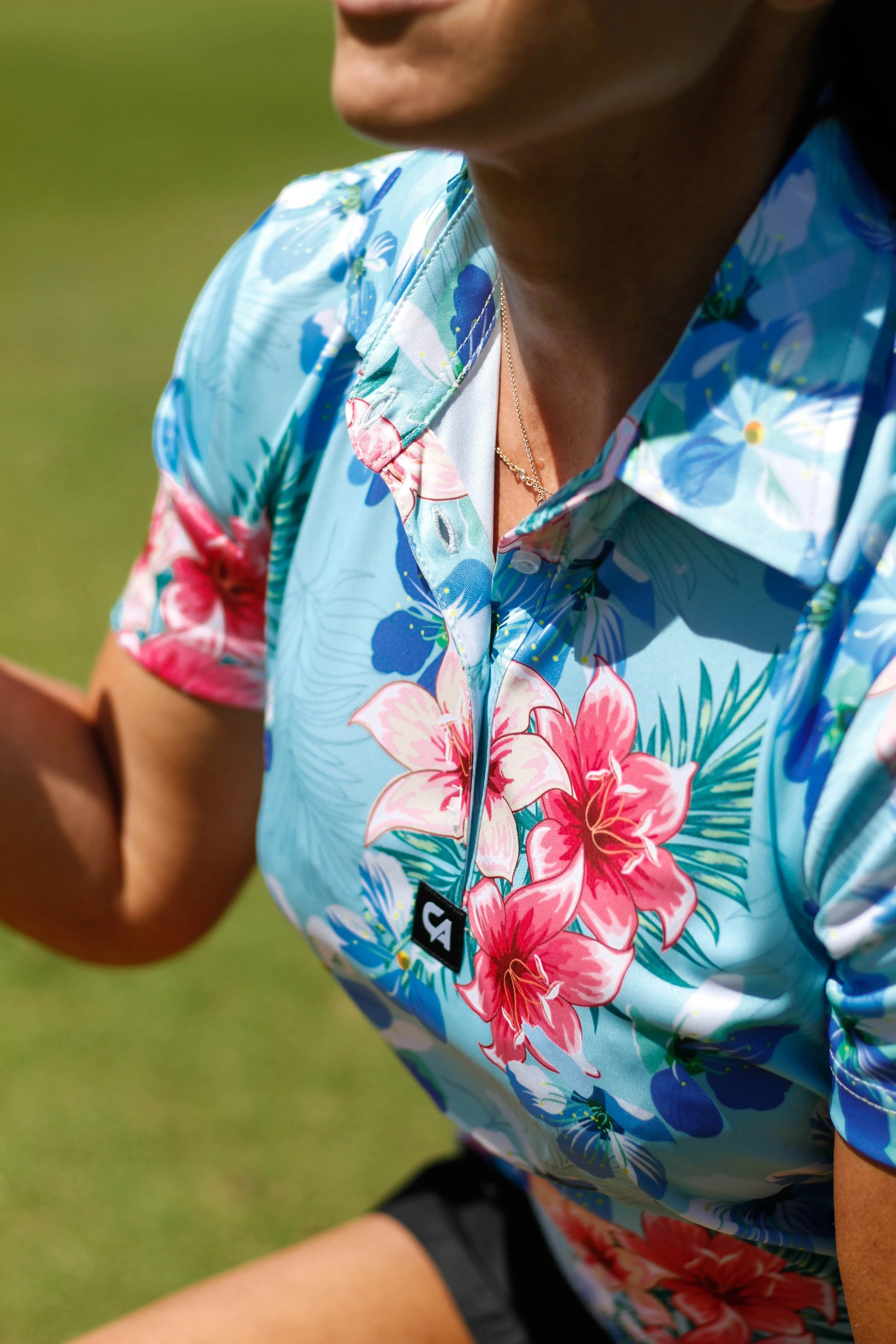 CA Ladies Funky Golf Shirt | Blue Floral