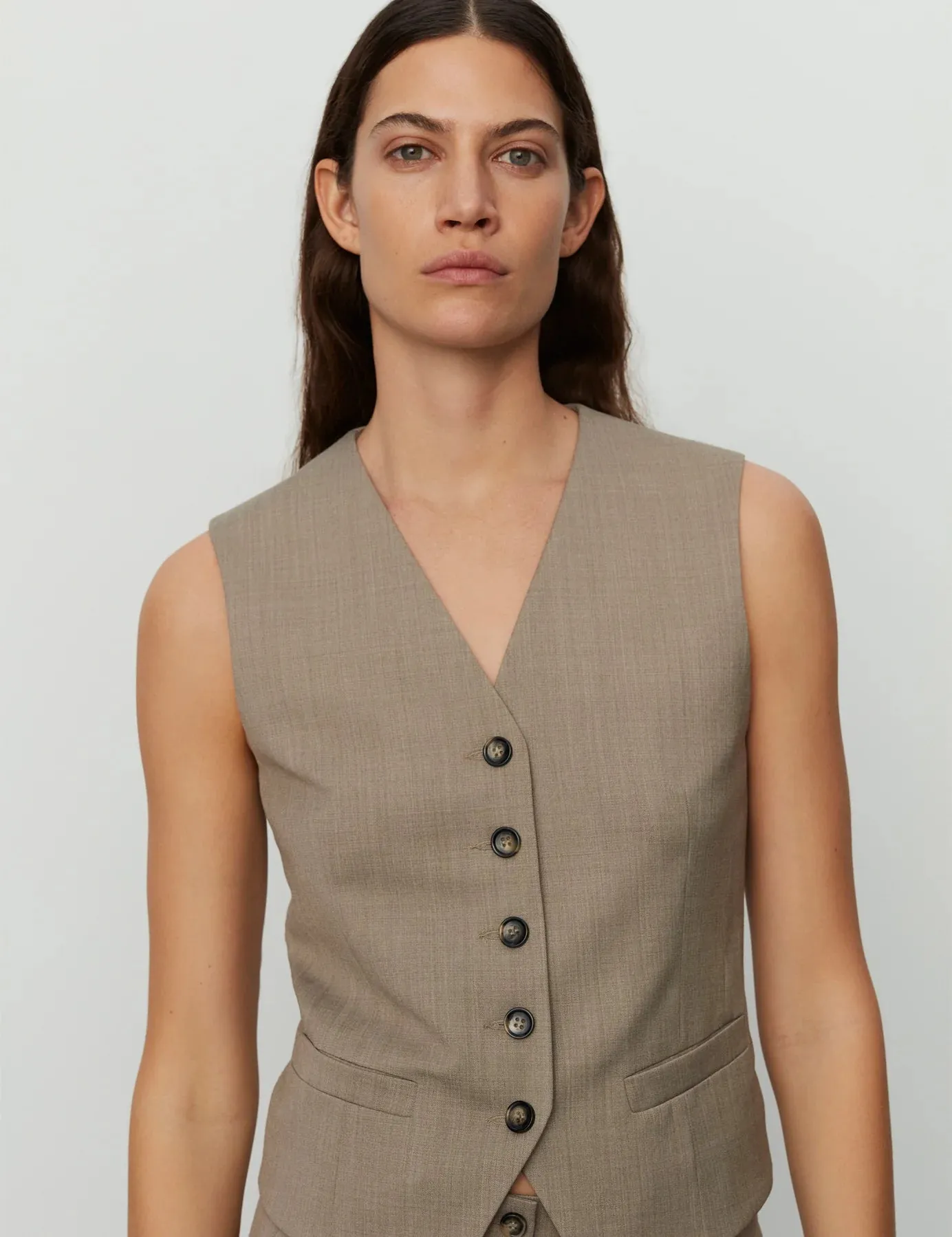 Carol Beige Wool Blend Waistcoat