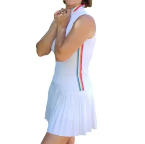 Chervò Jusy S/L Polo Dress - White/Pink trim