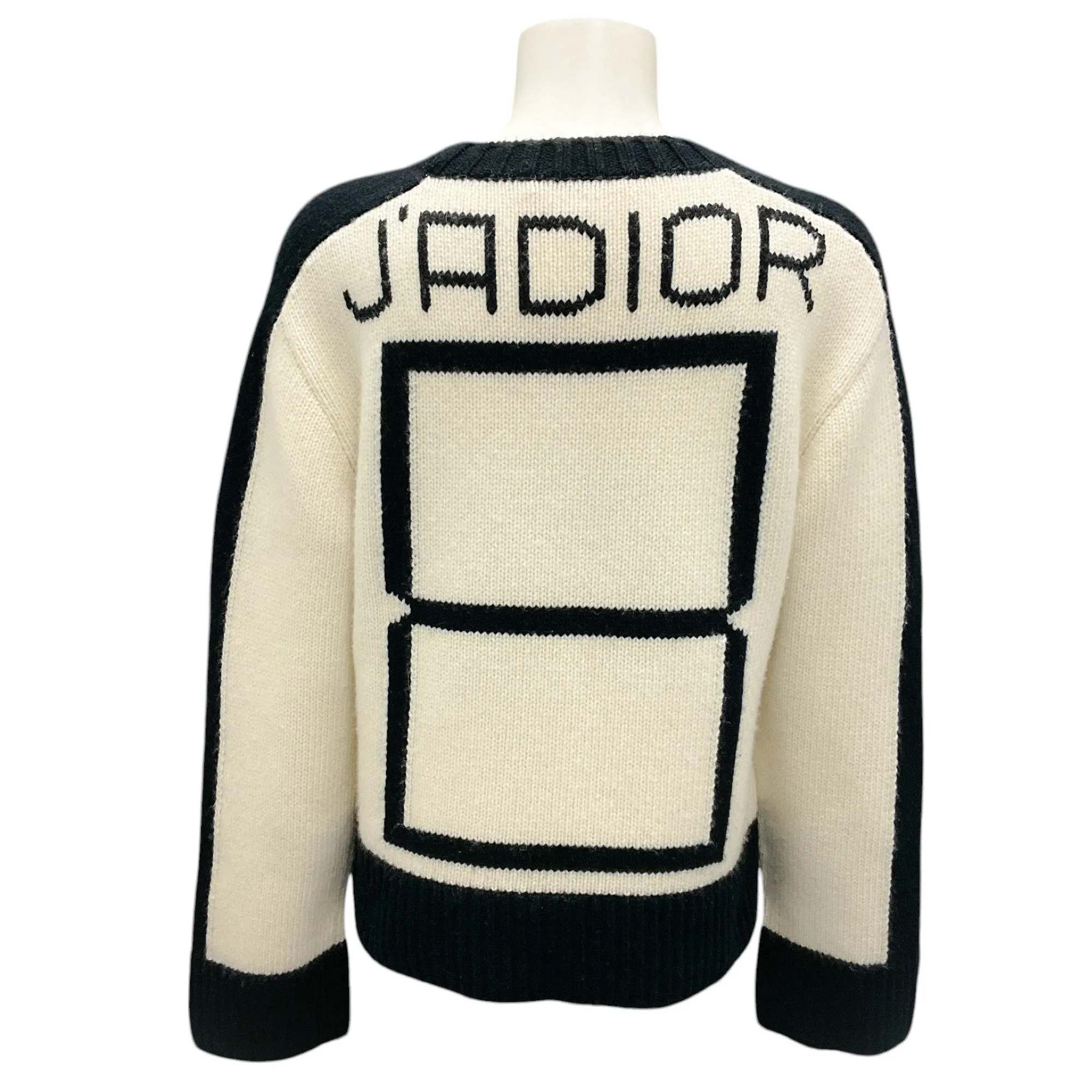 Christian Dior Ivory / Black Wool and Cashmere Knit Pullover Sweater